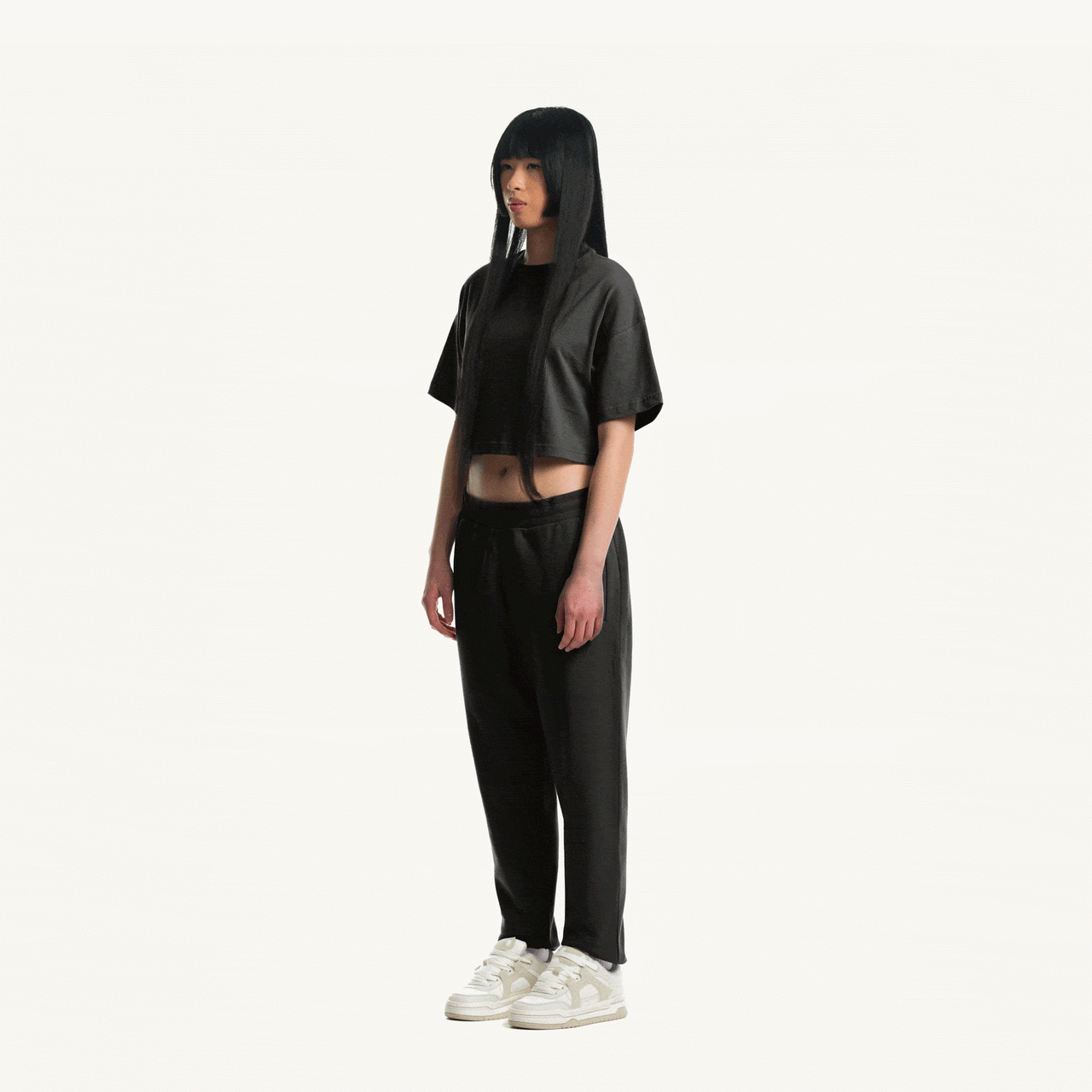 Black Cropped Oversized Tee