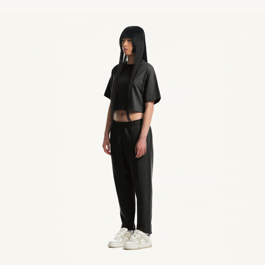Black Cropped Oversized Tee