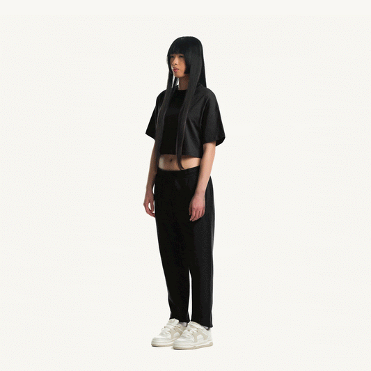Vintage Black Cropped Oversized Tee
