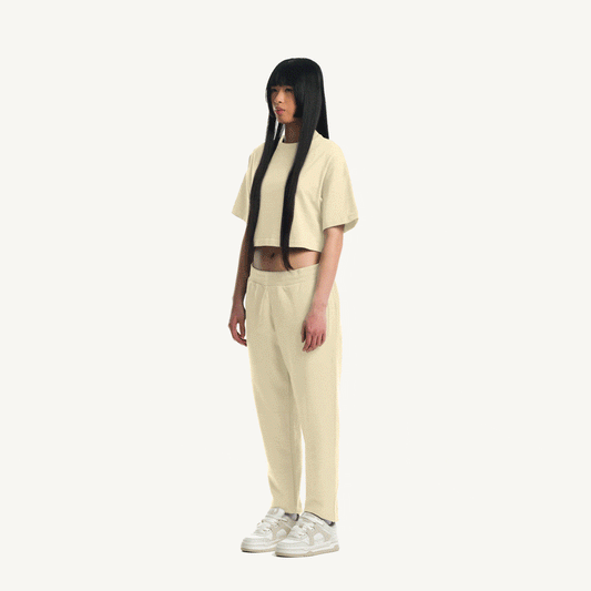 Cream Cropped Oversized Tee
